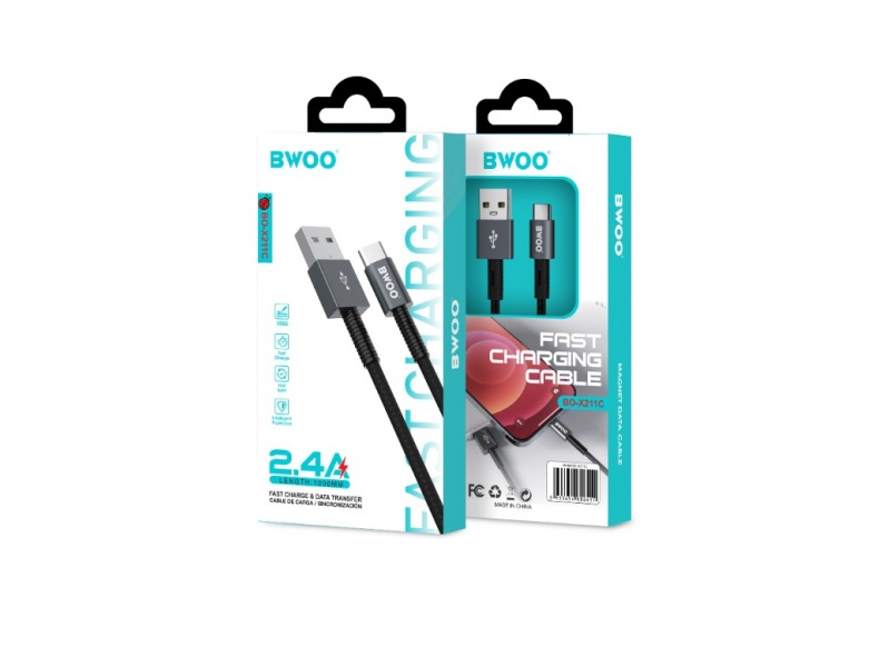 Cable de Datos y Carga USB Tipo C a USB - 2.4AH 1MT. BWOO